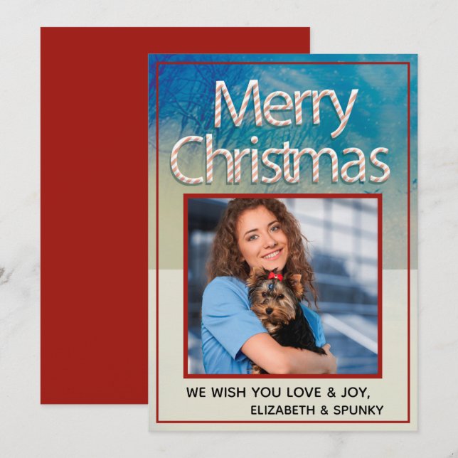 Merry Christmas Family Fun Photo Personalize Holiday Card (Front/Back)