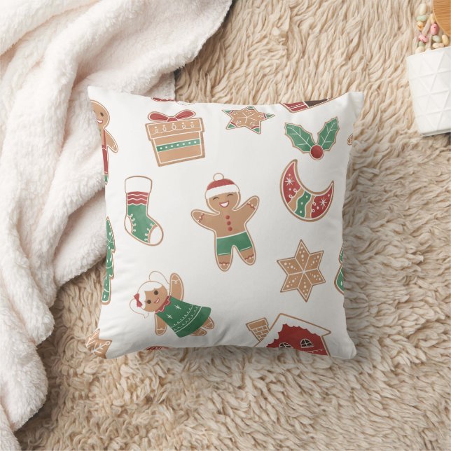 Merry Christmas family Gathering Set on Warm Throw Pillow (Blanket)