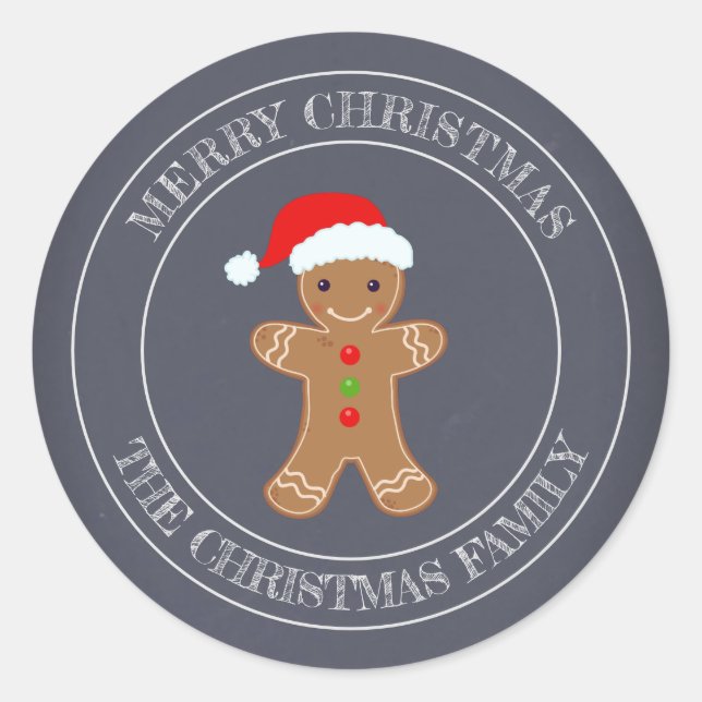 Merry Christmas Family Gingerbread Classic Round Sticker (Front)