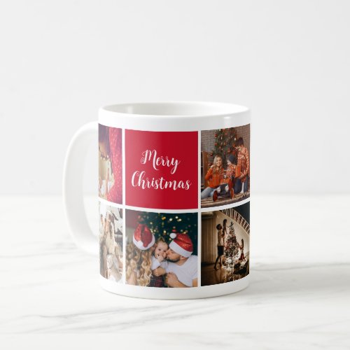Merry Christmas family holiday photo white text Coffee Mug