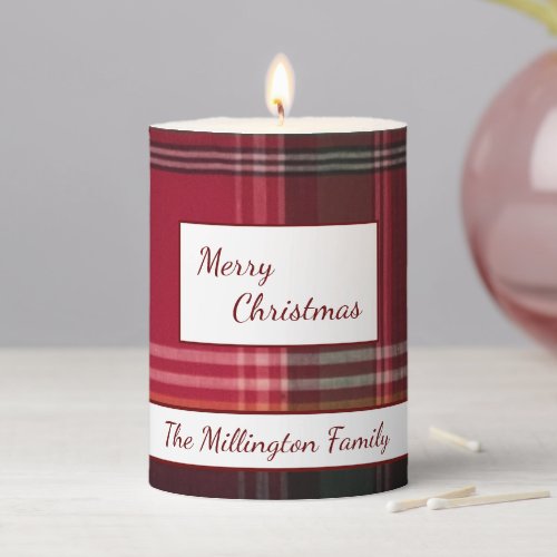 Merry Christmas Family Holidays Madras Custom Pillar Candle