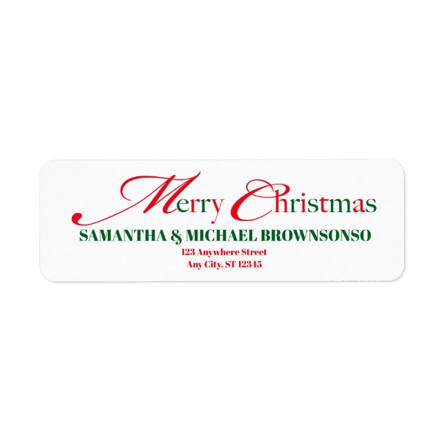 Merry Christmas Family Home Script Label (Front)