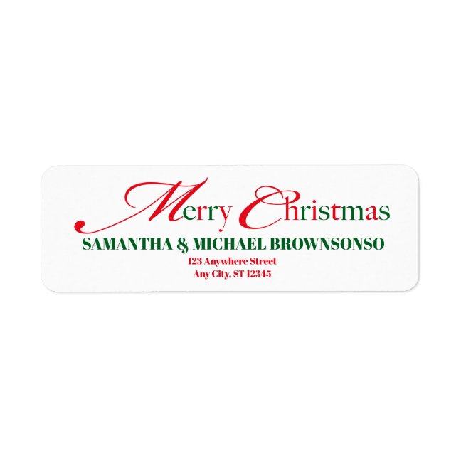 Merry Christmas Family Home Script Label