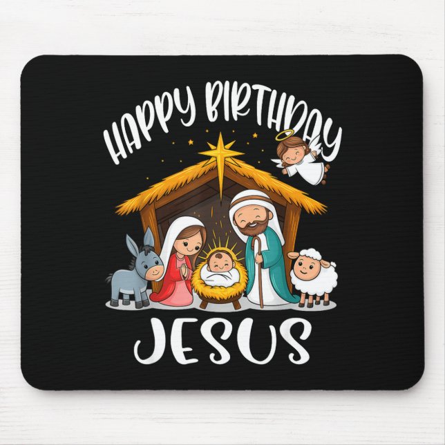 Merry Christmas Family Kid Nativity Happy Birthday Mouse Pad (Front)
