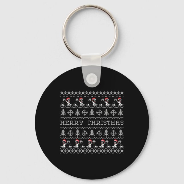 Merry Christmas Family Matching Bulldog Merry Chri Keychain (Front)