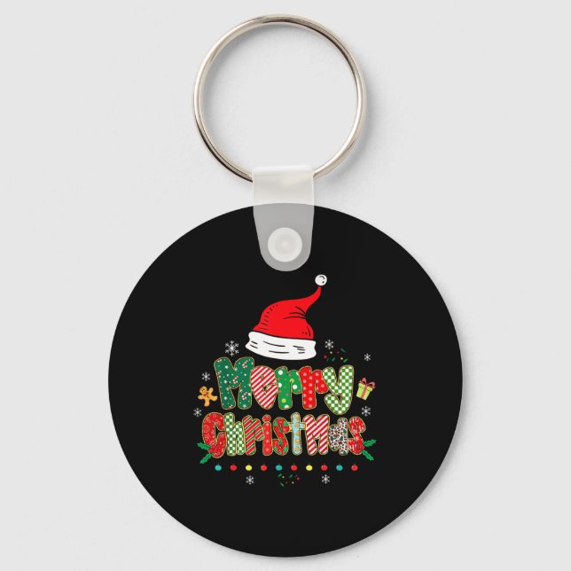 Merry Christmas Family Matching Outfit Xmas Squad  Keychain (Front)