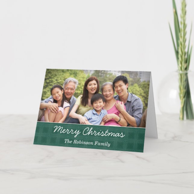 Merry Christmas Family Mom Dad Photo Personalize Holiday Card (Front)