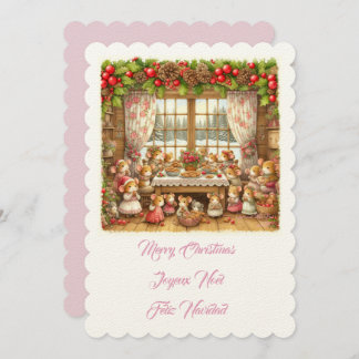 Merry Christmas family mouses illustration Invitation