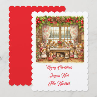 Merry Christmas family mouses illustration Invitation