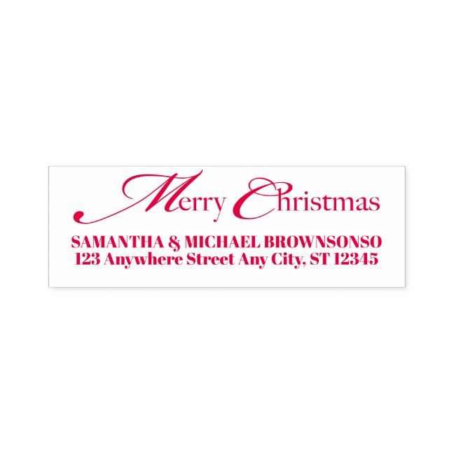 Merry Christmas Family Name Address Self-inking Stamp