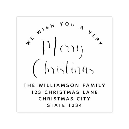 Merry Christmas Family Name Address Self_inking Stamp