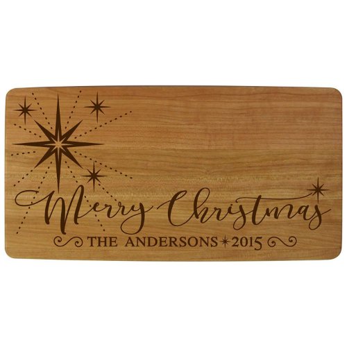 Merry Christmas Family Name Cutting Board
