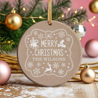 Merry Christmas Family Name Gift Tag  Self-inking Stamp