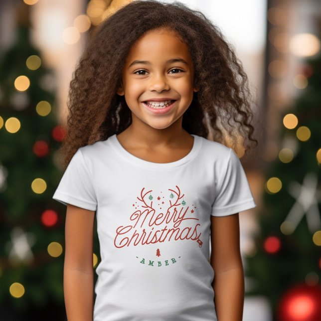 Merry Christmas Family Name Reindeer Holiday T-Shirt (Merry Christmas Family Name Reindeer Holiday T-Shirt)