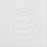 Merry Christmas Family Name Return Address Custom  Embosser<br><div class="desc">Add a special touch to your holiday envelopes,  gifts or crafts with this custom embosser.   Design features a "We Wish You a Merry Christmas" logo and 2 lines of custom text. Festive and fun yet modern and simple - use year after year.</div>
