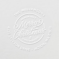Merry Christmas Family Name Return Address Custom