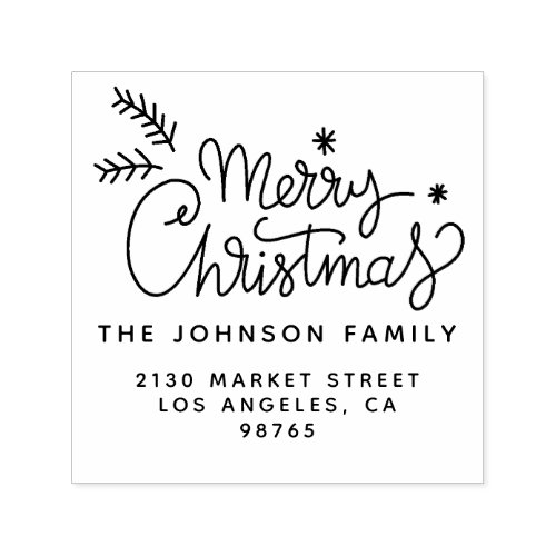 Merry Christmas Family Name Return Address Self_inking Stamp