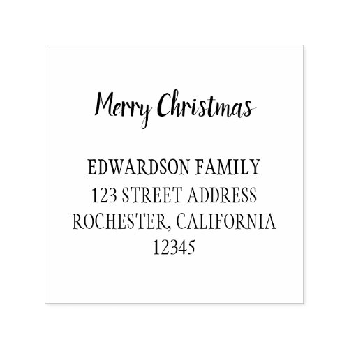 Merry christmas family name return address self_inking stamp