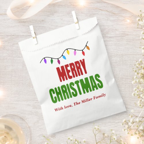 Merry Christmas Family Name Treat & Gift Favor Bag