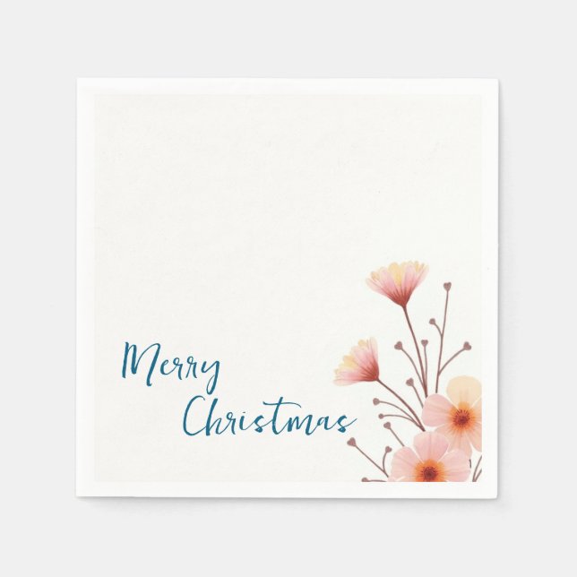 Merry Christmas Family New Year Message Napkins (Front)
