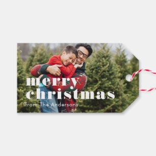 Merry Christmas Family Photo Background Gift Tags