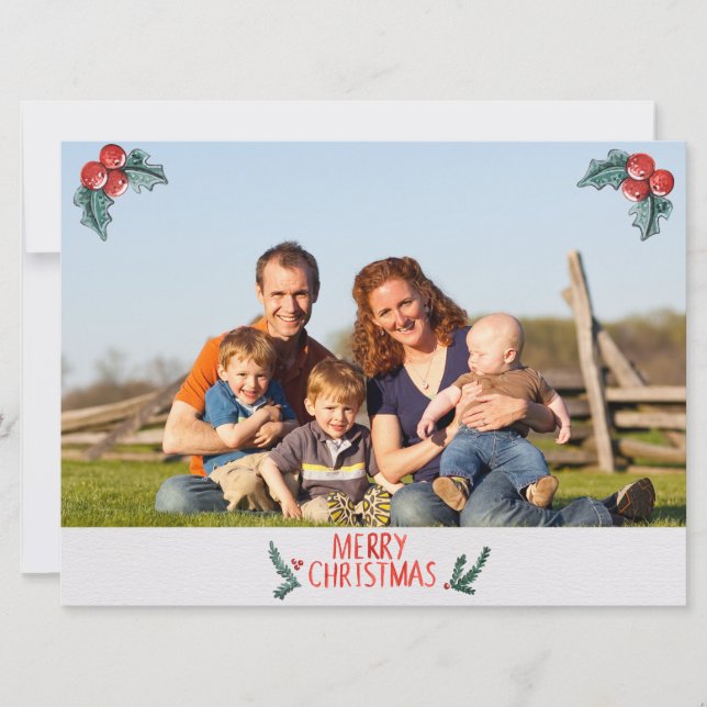 Merry Christmas Family Photo Card  (Front)