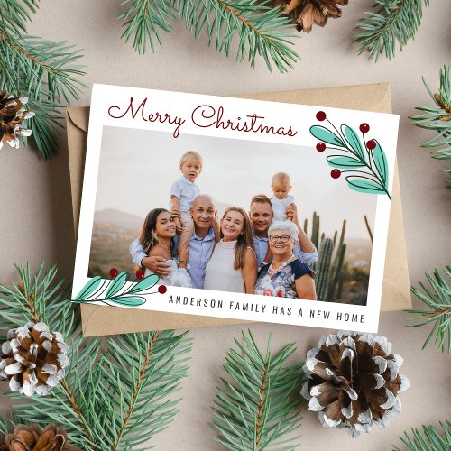 Merry Christmas Family Photo Cherry Plants Moving Announcement