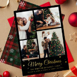 Merry Christmas Family Photo Collage Plaid Gold Foil Holiday Card<br><div class="desc">Cherish your family's precious moments this holiday season with our custom photo collage Christmas card. This greeting card showcases a beautifully arranged collection of favorite family photographs, artfully combined to create a festive and heartwarming design. Personalize 4 of your most treasured snapshots, from candid moments to posed portraits. Add a...</div>