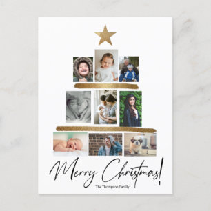 Merry Christmas Family Photo Collage Tree Holiday