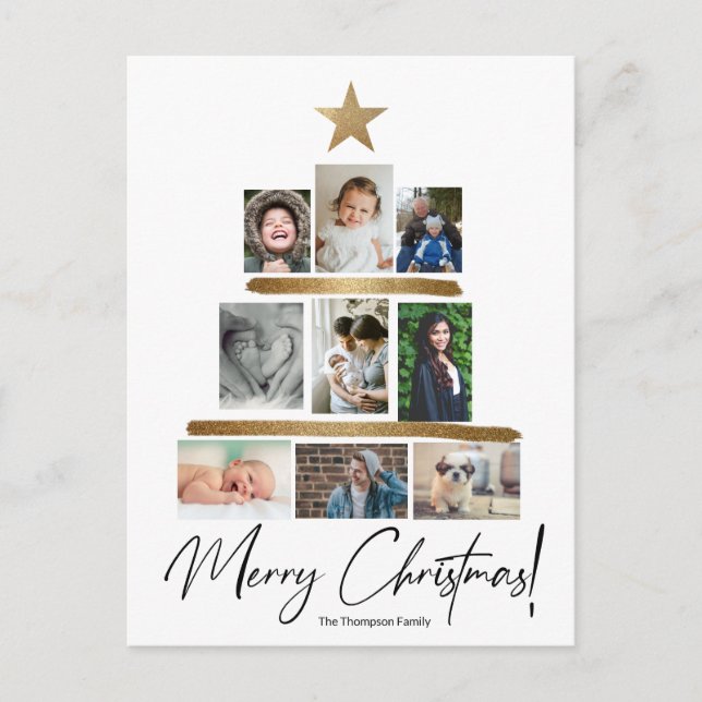 Merry Christmas Family Photo Collage Tree  Holiday (Front)
