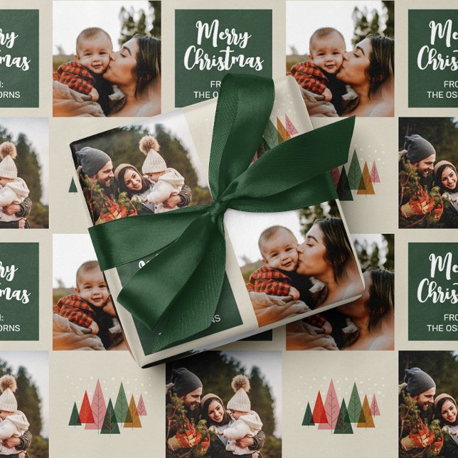 Merry Christmas Family Photo Collage Wrapping Paper Sheets (Creator Uploaded)
