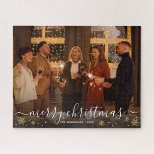 Merry Christmas Family Photo Commemorative Jigsaw Puzzle