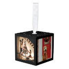 Merry Christmas Family Photo Cube Black White