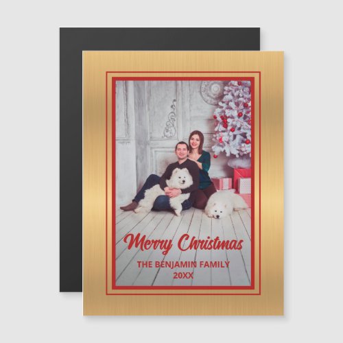 Merry Christmas Family Photo Custom Magnetic Card