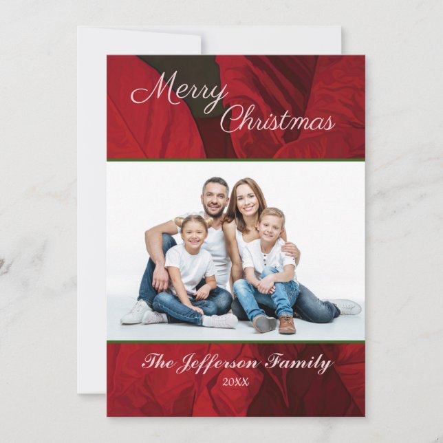 Merry Christmas Family Photo Elegant Personalize Holiday Card (Front)