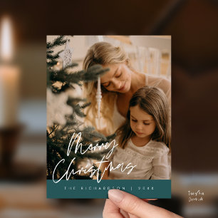 Merry Christmas Family Photo Elegant Typography Postcard