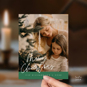 Merry Christmas Family Photo Elegant Typography Postcard