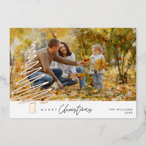 Merry Christmas Family Photo Foil Holiday Card
