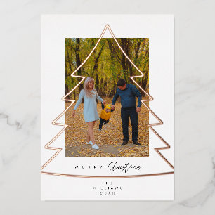 Merry Christmas, Family Photo Foil Holiday Card
