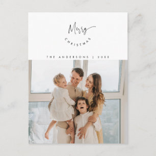 Merry Christmas, Family Photo Happy Smiling Script Postcard