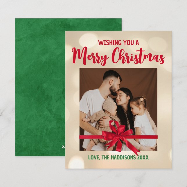Merry Christmas Family Photo Holiday Card (Front/Back)