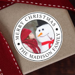 Merry Christmas Family Photo Holiday Classic Round Sticker<br><div class="desc">Create your own Christmas | Holiday family photo round sticker.</div>
