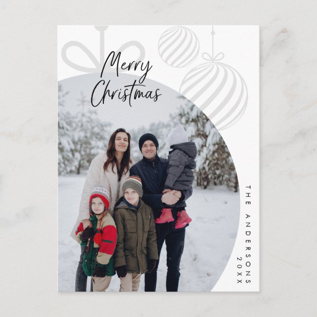 Merry Christmas, Family Photo, Holiday Greeting Postcard (Front)