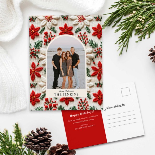 Merry Christmas Family Photo Holiday Postcard (Merry Christmas Arch 1 Photo Christmas Postcard)