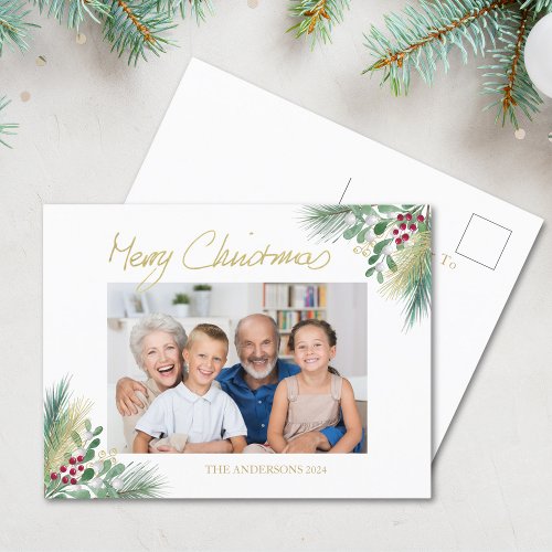 Merry Christmas Family Photo Holiday Postcard