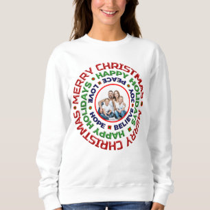 Merry Christmas Family Photo Holidays Personalize Sweatshirt