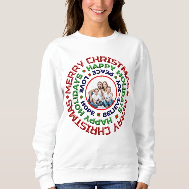 Merry Christmas Family Photo Holidays Personalize  Sweatshirt (Front)