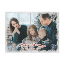 Merry Christmas Family Photo Horizontal Snow1