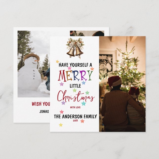 Merry Christmas Family Photo  Invitation (Front/Back)