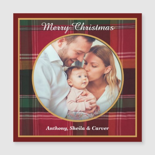 Merry Christmas Family Photo Magnetic Card